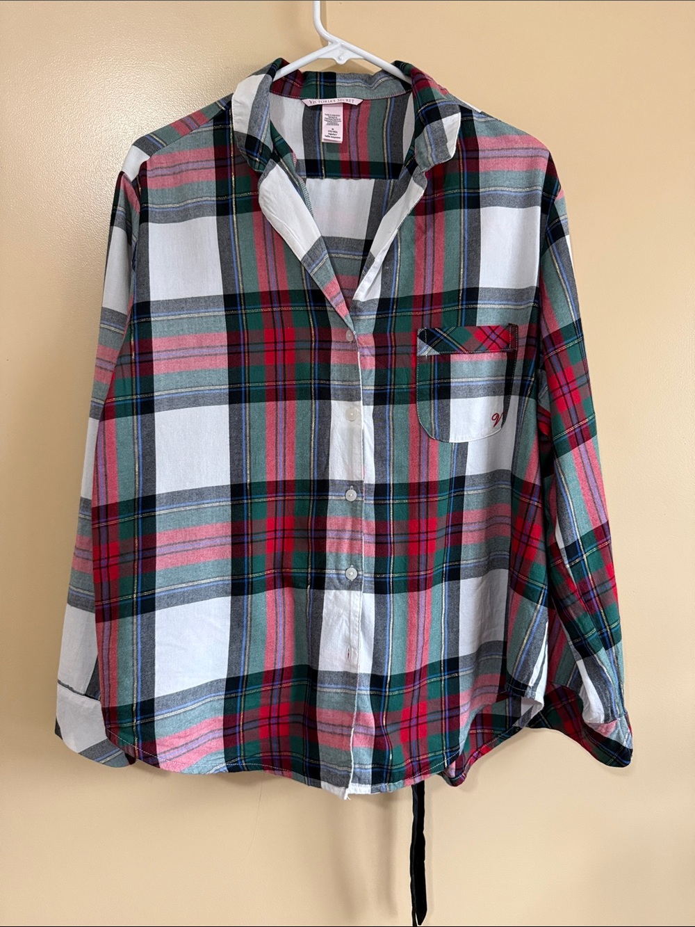Set of pajamas Victoria's Secret Red, Green & White Plaid Button-Down Shirt